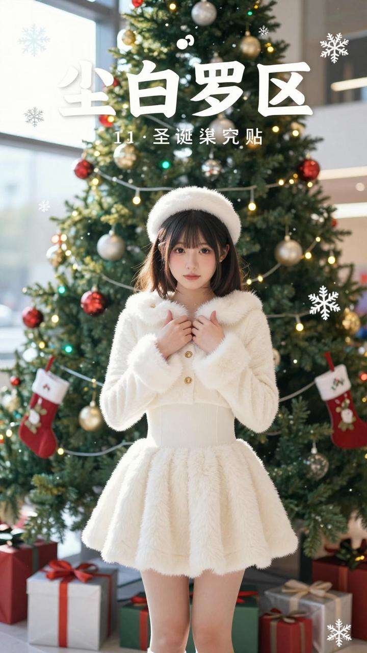 《尘白禁区》圣诞贺图：大雷少女面红娇羞献